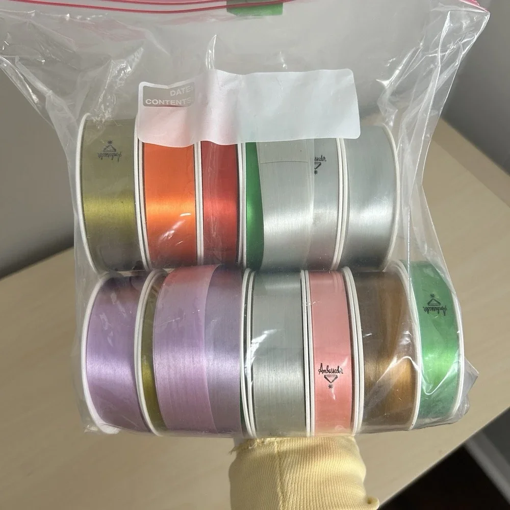 Vintage HALLMARK SHEEN CURL RIBBON LOT Ambassador GOLD, SILVER, PURPLE, PINK